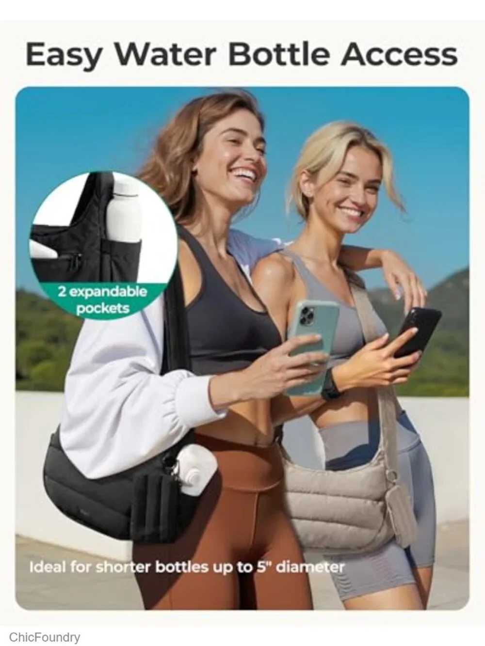Quilted Puffer Crossbody Bag with Adjustable Strap, Hobo Purse for Women